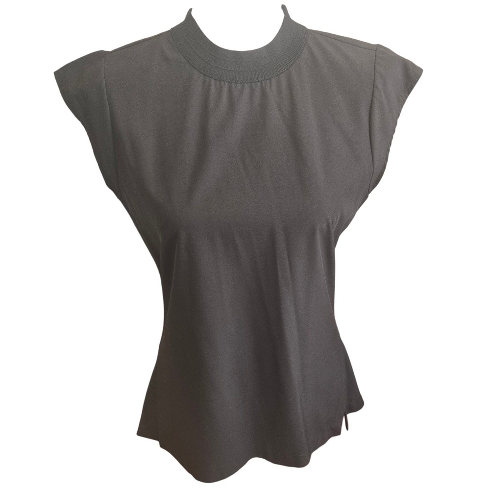 Patrizia Luca Short‎ Sleeve Top Blouse Black Minimalist Business Office S/M